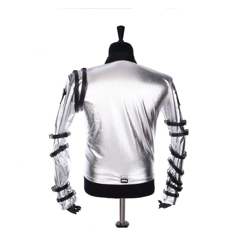 MJ Men Punk Classic Bad Tour Jacket Silver Bodysuit jacket 